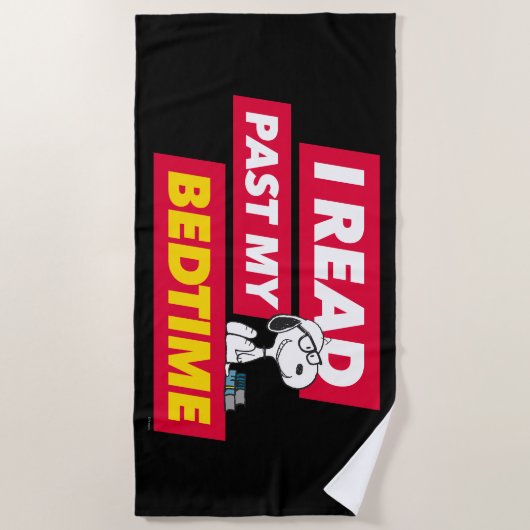 Snoopy "I Read Past My Bedtime" Strandtuch (Vorderseite)