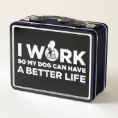 Snoopy - Ich arbeite, damit mein Hund ein besseres Metall Brotdose (Rückseite)