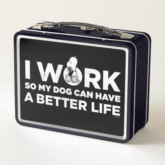 Snoopy - Ich arbeite, damit mein Hund ein besseres Metall Brotdose (Rückseite)