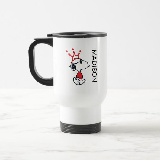 Snoopy - Joe Cool Crown | Name hinzufügen Reisebecher (Links)