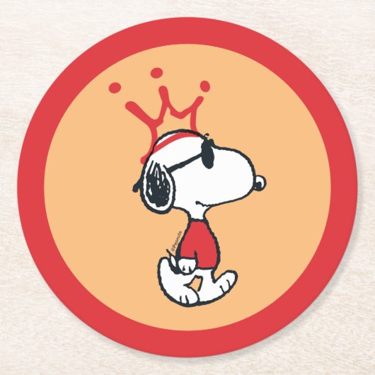 Snoopy - Joe Cool Crown Runder Pappuntersetzer (Vorderseite)