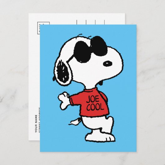 Snoopy "Joe Cool" Stehend Postkarte (Vorne/Hinten)