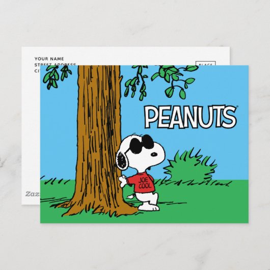 Snoopy "Joe Cool" Stehend Postkarte (Vorne/Hinten)