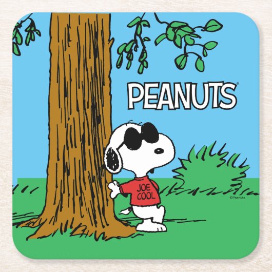 Snoopy "Joe Cool" Stehend Rechteckiger Pappuntersetzer (Vorderseite)