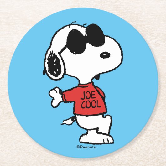 Snoopy "Joe Cool" Stehend Runder Pappuntersetzer (Vorderseite)