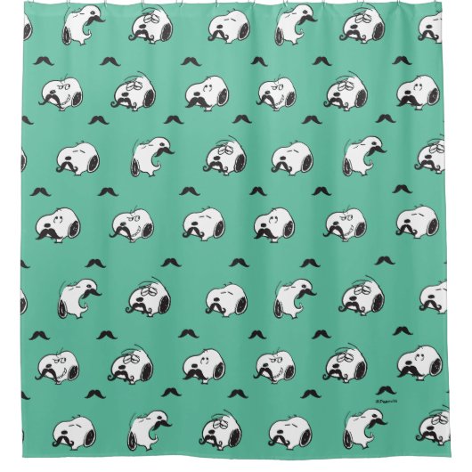 Snoopy Mustaches & Aquamarines Muster Duschvorhang (Vorderseite)