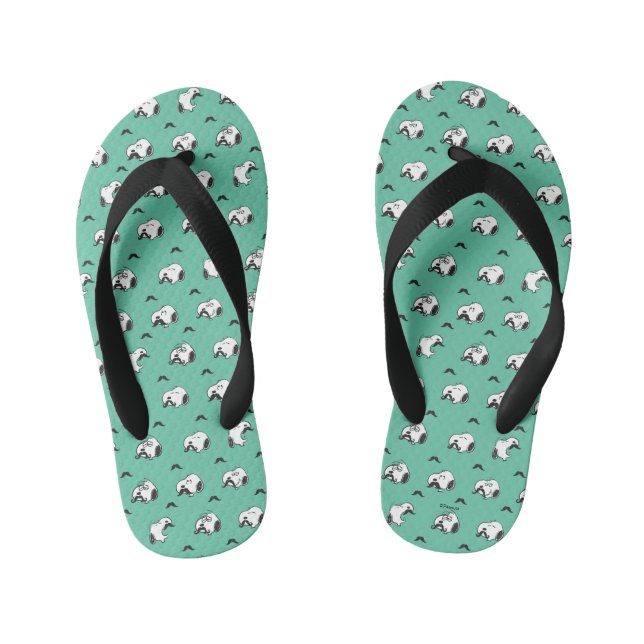 Snoopy Mustaches & Aquamarines Muster Kinderbadesandalen (Fußbett)