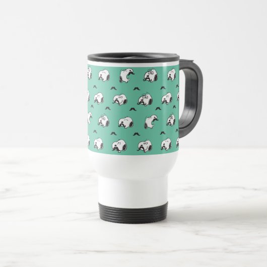 Snoopy Mustaches & Aquamarines Muster Reisebecher (VorderseiteRechts)