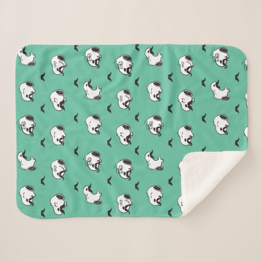 Snoopy Mustaches & Aquamarines Muster Sherpadecke (Vorderseite (Horizontal))