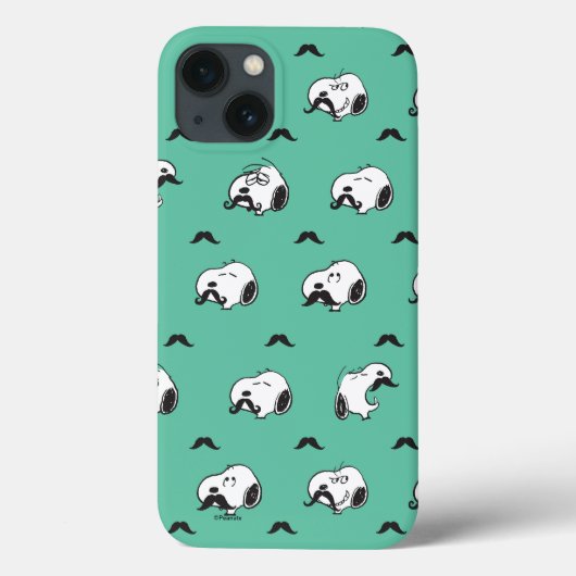 Snoopy Mustaches & Teal Pattern Case-Mate iPhone Hülle (Rückseite)