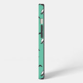 Snoopy Mustaches & Teal Pattern iPhone Hülle (Linke Seite)