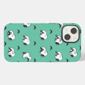 Snoopy Mustaches & Teal Pattern iPhone Hülle (Rückseite (Horizontal))