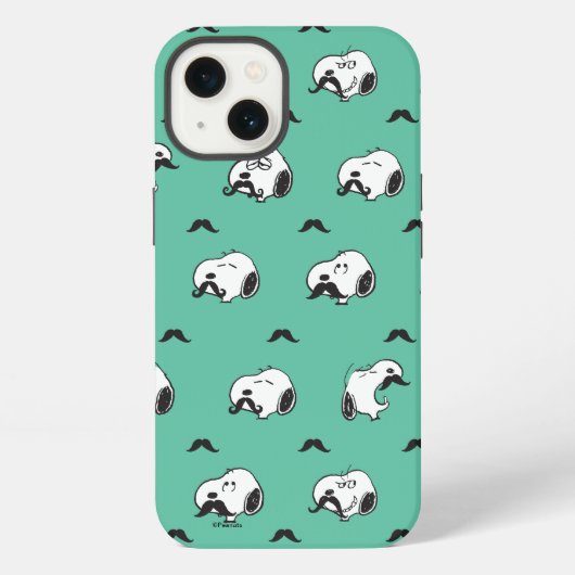 Snoopy Mustaches & Teal Pattern iPhone Hülle (Rückseite)