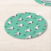 Snoopy Mustaches & Teal Pattern Runder Pappuntersetzer (Angewinkelt)