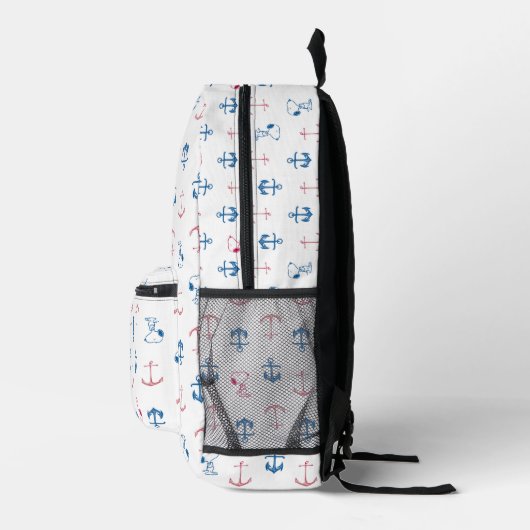 Snoopy Nautical Anchor Pattern Bedruckter Rucksack (Rechts)