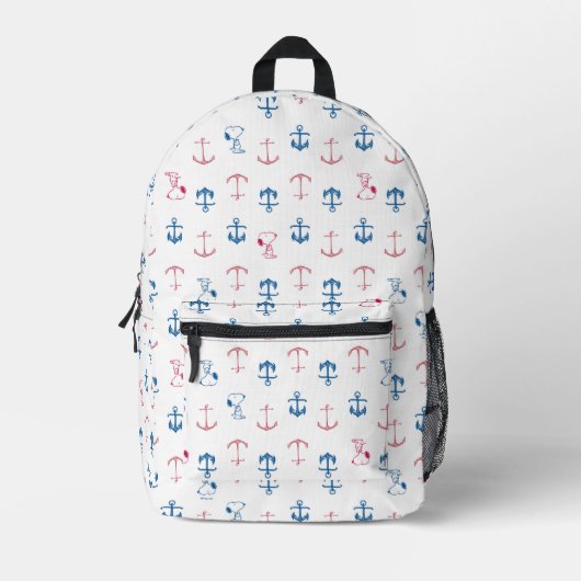 Snoopy Nautical Anchor Pattern Bedruckter Rucksack (Vorderseite)