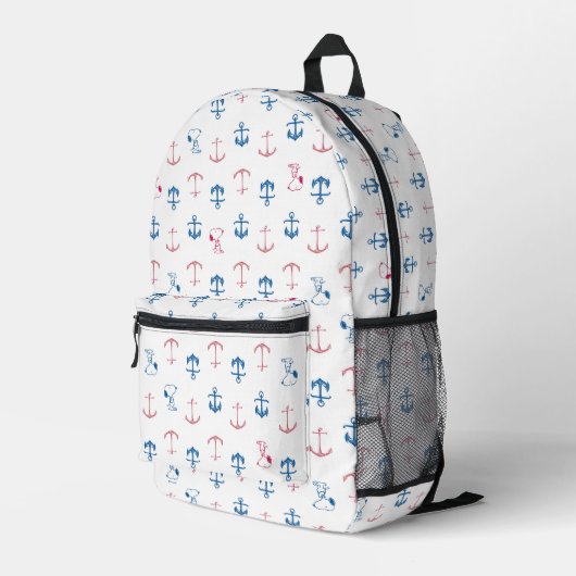 Snoopy Nautical Anchor Pattern Bedruckter Rucksack (Rückseitige Ecke Rechts)