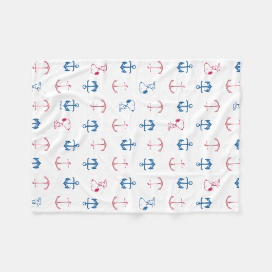 Snoopy Nautical Anchor Pattern Fleecedecke (Vorderseite (Horizontal))