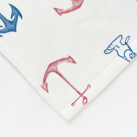 Snoopy Nautical Anchor Pattern Fleecedecke (Ecke)