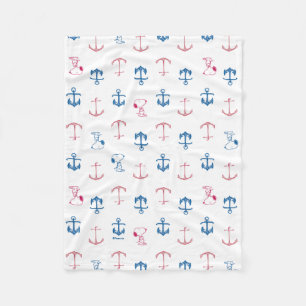 Snoopy Nautical Anchor Pattern Fleecedecke