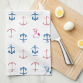 Snoopy Nautical Anchor Pattern Geschirrtuch (Viertel Falte)