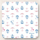 Snoopy Nautical Anchor Pattern Getränkeuntersetzer (Vorderseite)