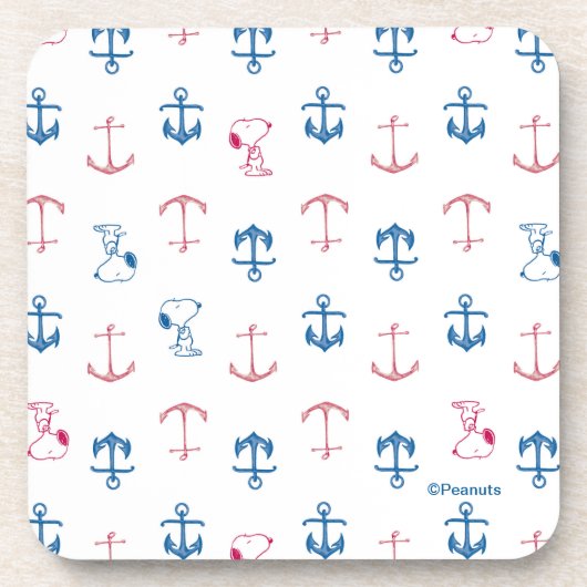 Snoopy Nautical Anchor Pattern Getränkeuntersetzer (Vorderseite)