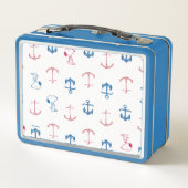 Snoopy Nautical Anchor Pattern Metall Brotdose (Rückseite)