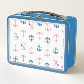 Snoopy Nautical Anchor Pattern Metall Brotdose (Vorderseite)