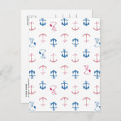 Snoopy Nautical Anchor Pattern Postkarte (Vorne/Hinten)