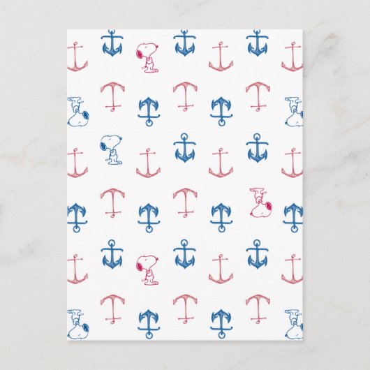 Snoopy Nautical Anchor Pattern Postkarte (Vorderseite)