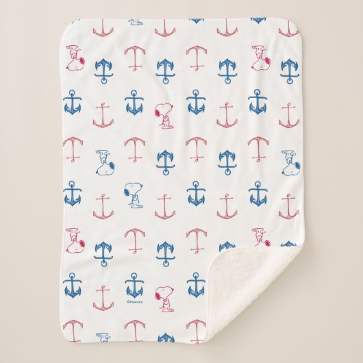 Snoopy Nautical Anchor Pattern Sherpadecke (Vorderseite)