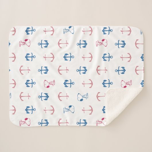 Snoopy Nautical Anchor Pattern Sherpadecke (Vorderseite (Horizontal))