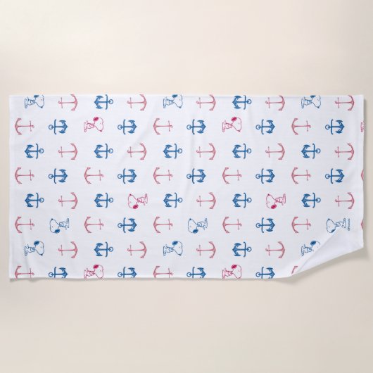 Snoopy Nautical Anchor Pattern Strandtuch (Vorderseite)