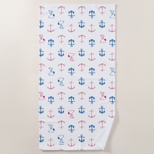 Snoopy Nautical Anchor Pattern Strandtuch (Vorderseite)