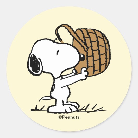 Snoopy-Oster-Beagle-Korb Runder Aufkleber (Vorderseite)