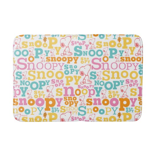 Snoopy Pastel Text Pattern Badematte (Vorderseite)