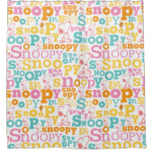 Snoopy Pastel Text Pattern Duschvorhang (Vorderseite)
