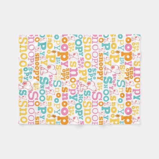 Snoopy Pastel Text Pattern Fleecedecke (Vorderseite (Horizontal))
