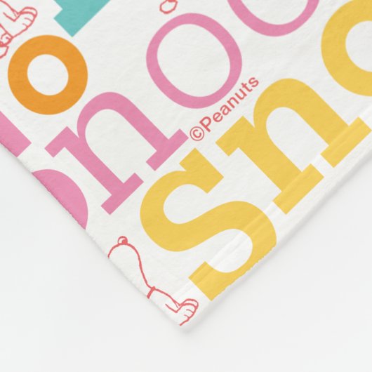 Snoopy Pastel Text Pattern Fleecedecke (Ecke)