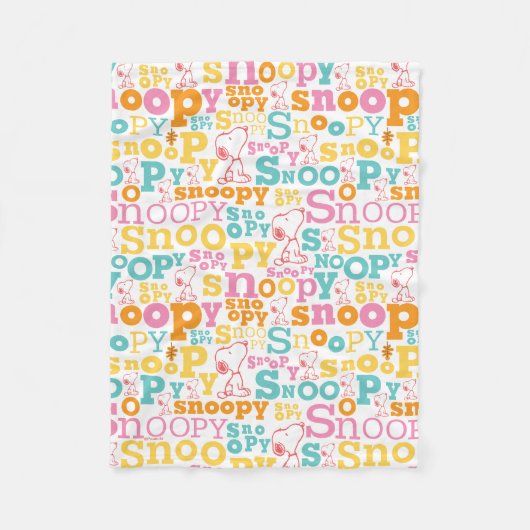 Snoopy Pastel Text Pattern Fleecedecke (Vorderseite)