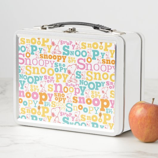 Snoopy Pastel Text Pattern Metall Brotdose (Beispiel)