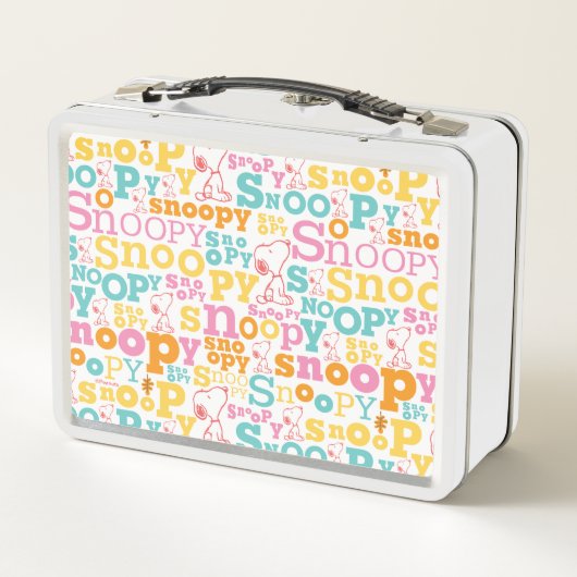 Snoopy Pastel Text Pattern Metall Brotdose (Rückseite)