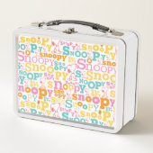 Snoopy Pastel Text Pattern Metall Brotdose (Vorderseite)