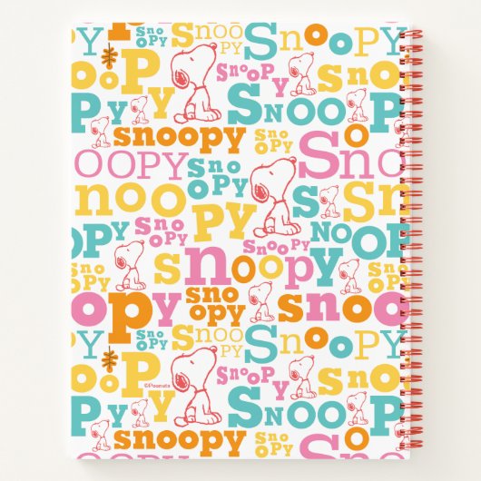 Snoopy Pastel Text Pattern Notizblock (Rückseite)