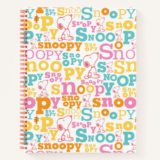 Snoopy Pastel Text Pattern Notizblock (Vorderseite)