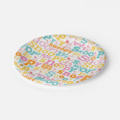 Snoopy Pastel Text Pattern Pappteller (Schrägansicht)