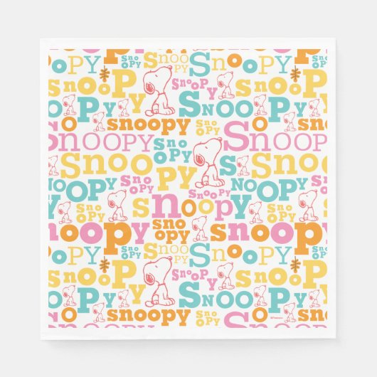 Snoopy Pastel Text Pattern Serviette (Vorderseite)