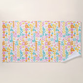 Snoopy Pastel Text Pattern Strandtuch (Vorderseite)