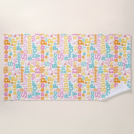 Snoopy Pastel Text Pattern Strandtuch (Vorderseite)